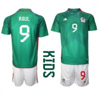 Camisa de time de futebol México Raul Jimenez #9 Replicas 1º Equipamento Infantil Mundo 2022 Manga Curta (+ Calças curtas)